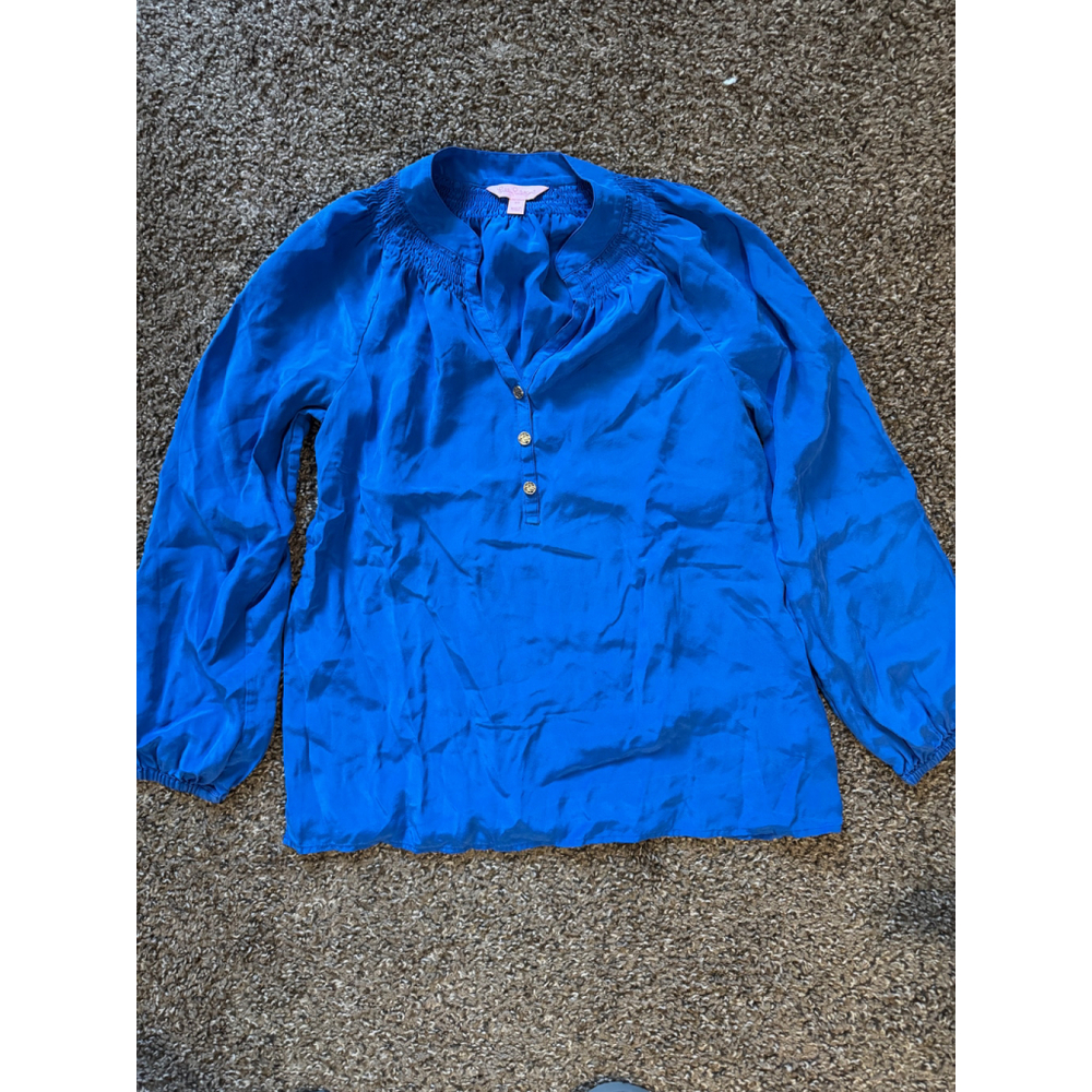 Women's Lilly Pulitzer Blue Silk Blouse XS